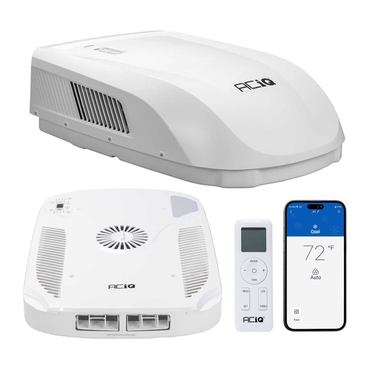 ACiQ RV Air Conditioner 15,000 BTU Rooftop with Heat Pump, Non-Ducted, 115V – Camper RV Rooftop AC – White - view 2