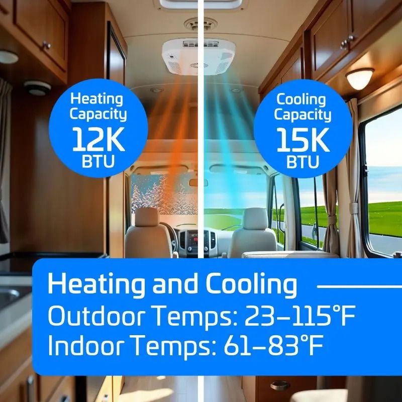 ACiQ RV Air Conditioner 15,000 BTU Rooftop with Heat Pump, Non-Ducted, 115V – Camper RV Rooftop AC – Black - view 9