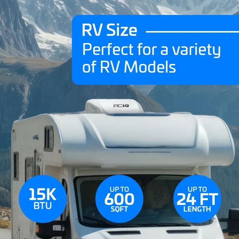 ACiQ RV Air Conditioner 15,000 BTU Rooftop with Heat Pump, Non-Ducted, 115V – Camper RV Rooftop AC – Black - view 3