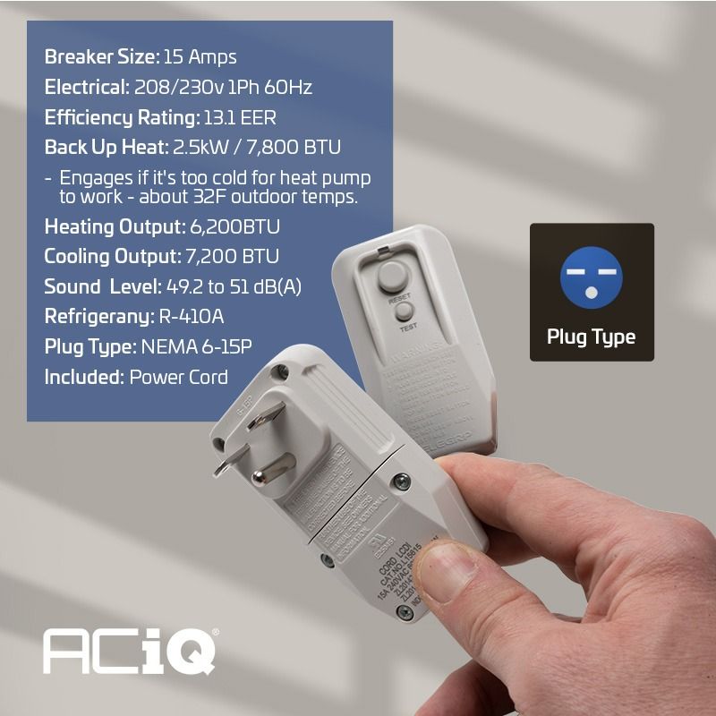 ACiQ 7,000 BTU PTAC Heat Pump Air Conditioner Unit with 2.5KW Electric Heater 208/230V - R32 - view 6