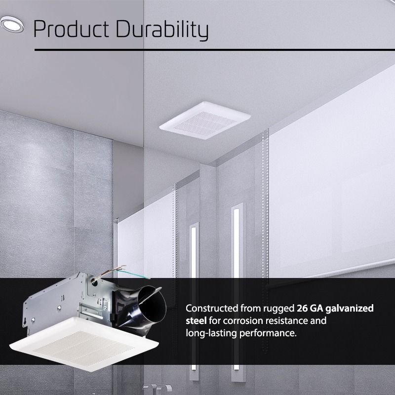 50-80-100 CFM 0.3 Sones ACiQ Ultra Quiet Bathroom Exhaust Fan - view 5