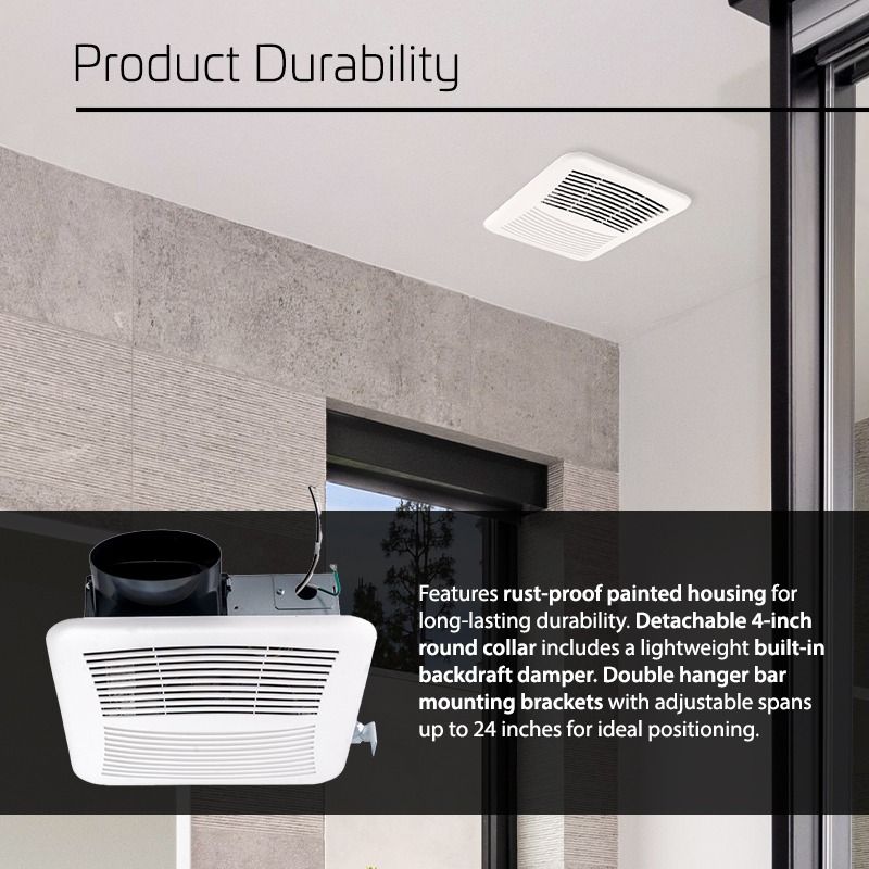 100 CFM 1.5 Sones ACiQ SlimLine Bathroom Exhaust Fan - view 3