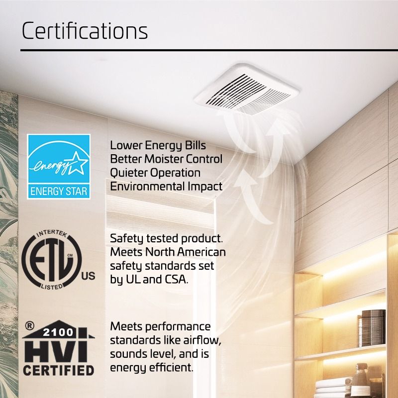 100 CFM 1.5 Sones ACiQ SlimLine Bathroom Exhaust Fan - view 6