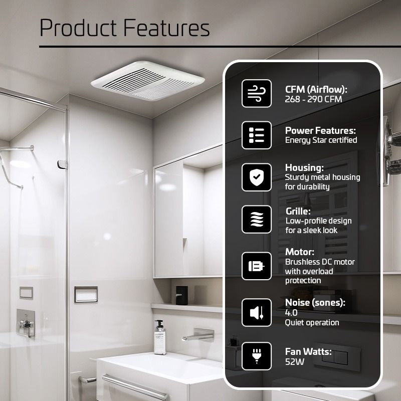 300 CFM 4.0 Sones ACiQ Select Bathroom Exhaust Fan - view 2
